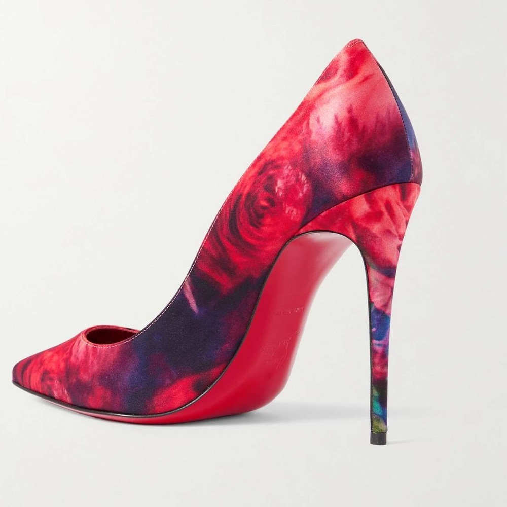 Christian Louboutin Kate 100 Floral Satin Crepe Pumps Heels EU 37.5 845$ - Picture 4 of 10